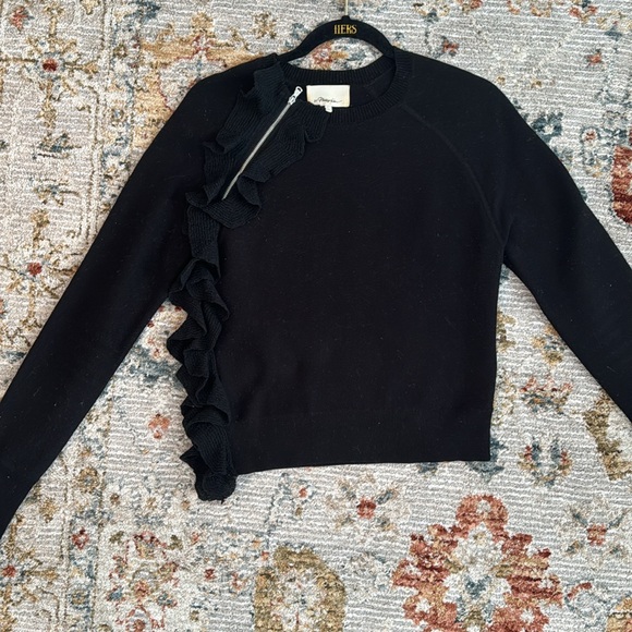 3.1 Phillip Lim Cropped Ruffle Zipper Sweater - Picture 4 of 5